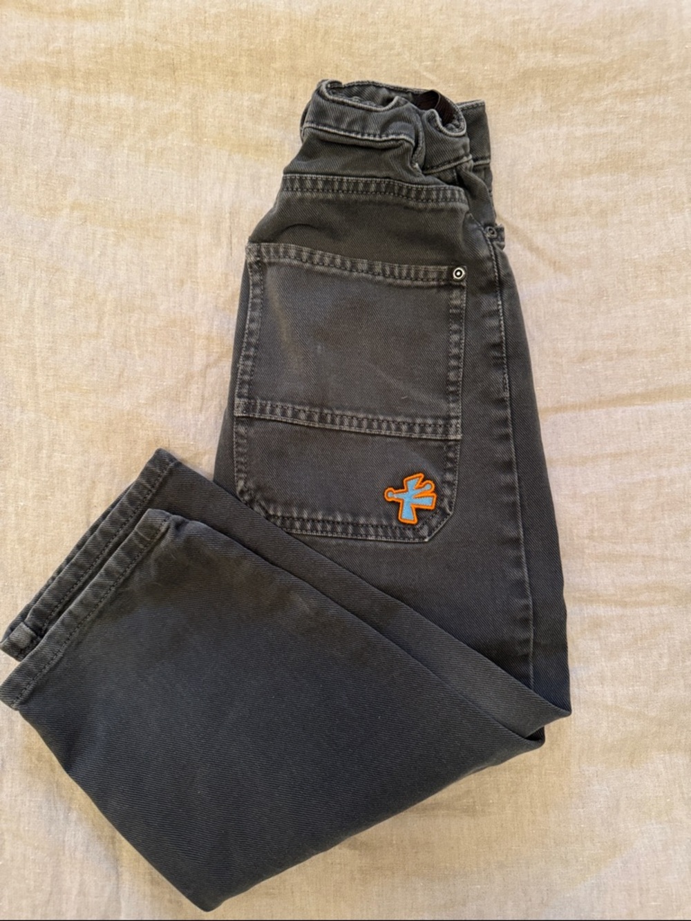 Zara Boys Dark Gray Jeans with Orange Patch